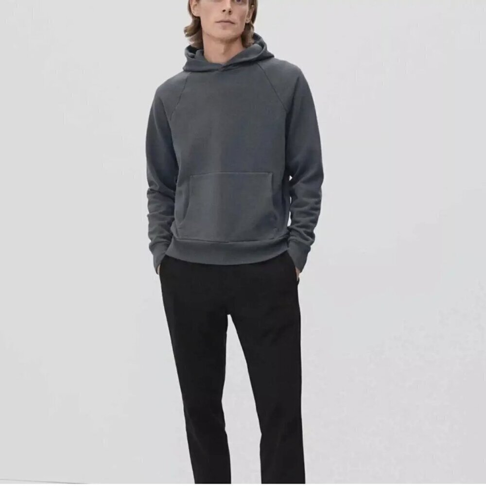 Everlane Track Hoodie Sweatshirt Organic Cotton Kangaroo Pocket Dark Gray Small